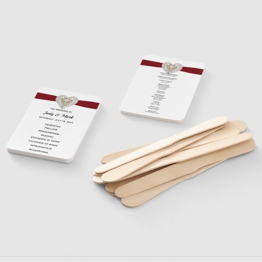 Eendagsvlieg Rode Kant Huwelijksprogramma Waaiers (Niet-gemonteerd)