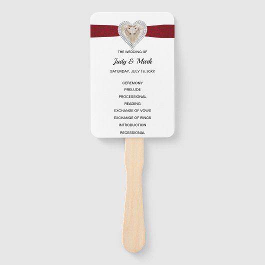 Eendagsvlieg Rode Kant Huwelijksprogramma Waaiers (Voorkant)