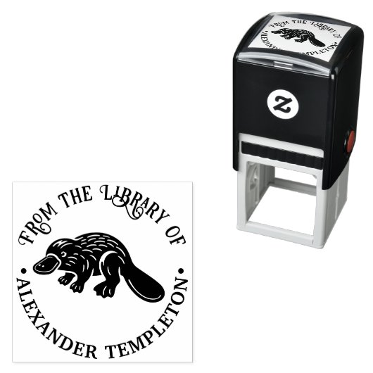 Eendbekt Platypus #2P Bibliotheekboeknaam Zelfinktende Stempel (In situ)