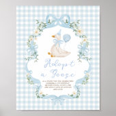 Eenden Adoptie Blauwe Strik Gingham Verjaardagsdec Poster (Voorkant)