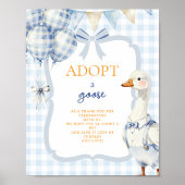 Eenden Adoptie Bord Blauwe Gingham Eerste Verjaard Poster (Voorkant)