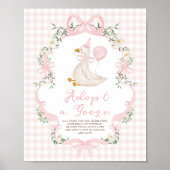 Eenden adoptie roze strik geruite verjaardagsdecor poster (Voorkant)