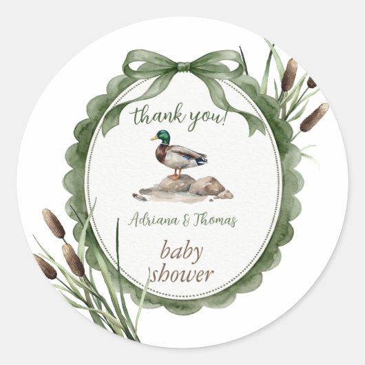 Eenden Baby Shower Bedankt Ronde Sticker (Voorkant)