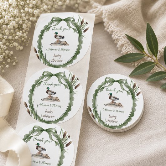Eenden Baby Shower Bedankt Ronde Sticker