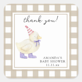 Eenden Baby Shower Vouwkaart Bedankt Vierkante Sticker