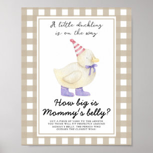 Eenden babyshower - hoe groot is mama's buik spel poster