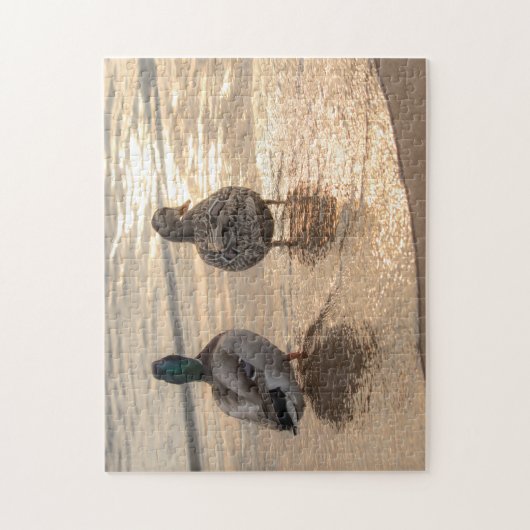 Eenden bij zonsondergang legpuzzel (Verticaal)
