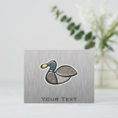 Eenden; blik van geborsteld metaal briefkaart (Staand voorkant)