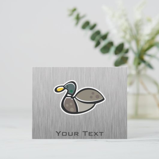 Eenden; blik van geborsteld metaal briefkaart (Staand voorkant)