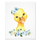 eenden, boerderijdieren, blauwe bloemen, jonge zus foto afdruk (Voorkant)