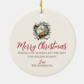 Eenden boerderijdieren Kerstmis pinecone krans Keramisch Ornament (Achterkant)