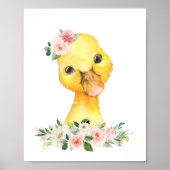 eenden, boerderijdieren, roze bloemen, meisjesseri poster (Voorkant)