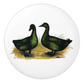 Eenden: Cayuga Pair Keramische Knop (Voorkant)