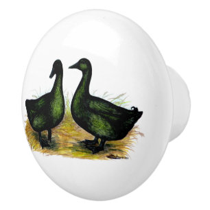 Eenden: Cayuga Pair Keramische Knop