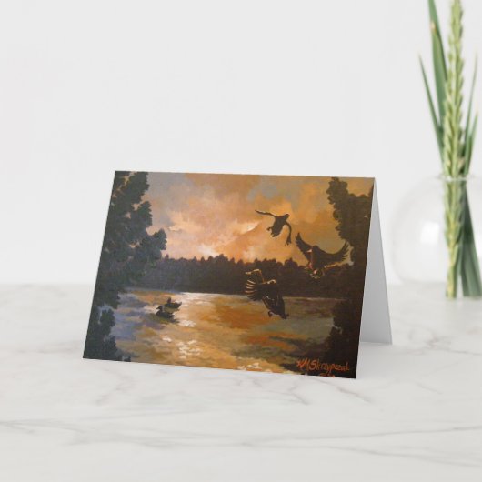 Eenden die binnen voor het Wenskaart van de Nacht Kaart (Voorkant)