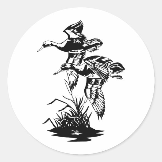 EENDEN DIE VLIEGEN RONDE STICKER (Voorkant)