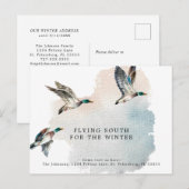 Eenden die zuid vliegen Tijdelijke adreswijziging Aankondigingskaart (Voorkant / Achterkant)