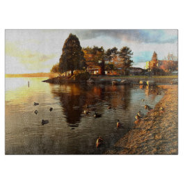 Eenden en boom bij zonsondergang snijplank