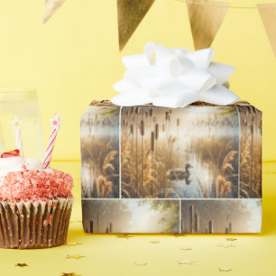 Eenden en Cattails in de ochtendmist Cadeaupapier