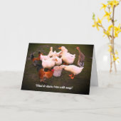 Eenden en kippen die Funny Birthday eten Kaart (Gele Bloem)