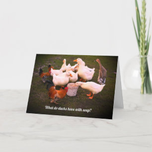 Eenden en kippen die Funny Birthday eten Kaart