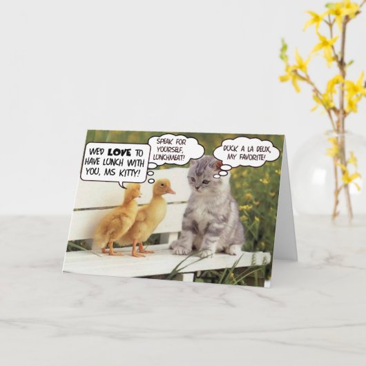 Eenden en kitten kaart (Gele Bloem)