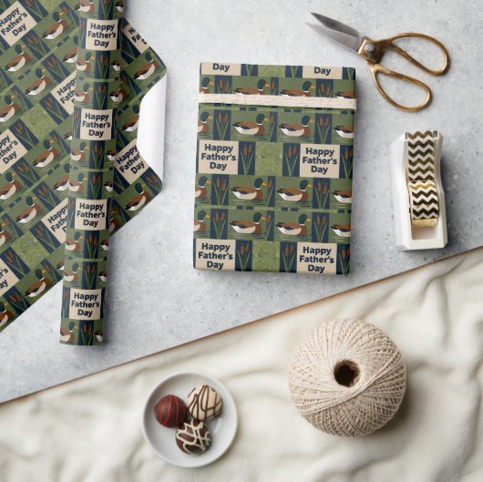 Eenden en lisdodden Vaderdag Cadeaupapier (Crafts)