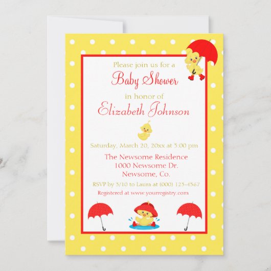 eenden en Polka Dots Baby shower Kaart (Voorkant)