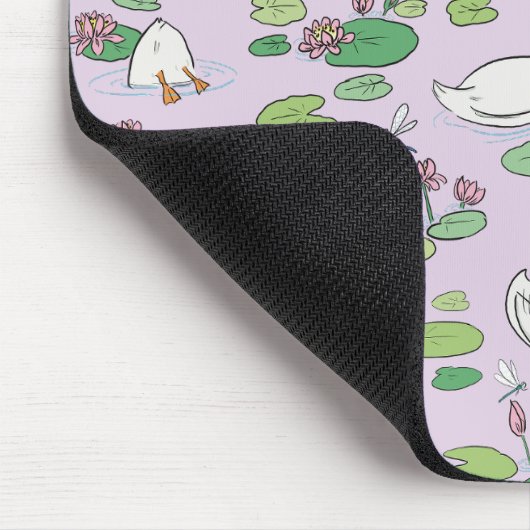 Eenden en waterlily Lavender Mousepad Muismat (Hoek)
