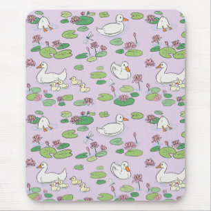 Eenden en waterlily Lavender Mousepad Muismat