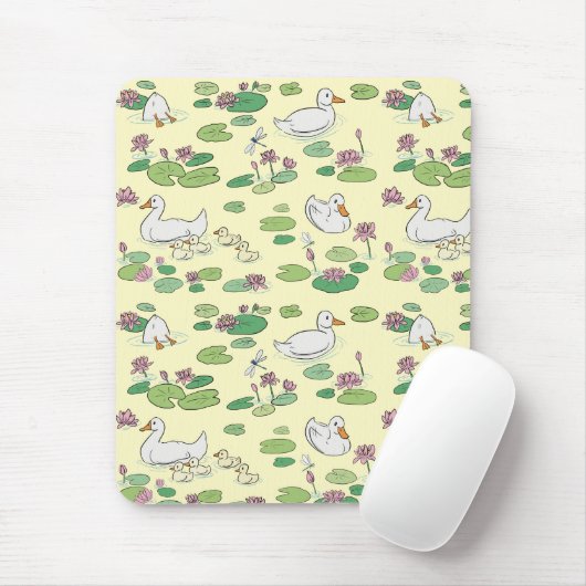 Eenden en waterlily Yellow Mousepad Muismat (Met muis)