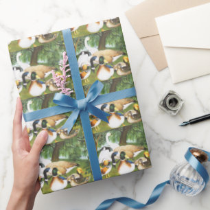 Eenden en zwanenvogels cadeaupapier