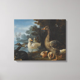 Eenden Guinee Pigs en een konijn in een gekookte L Canvas Afdruk