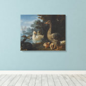 Eenden Guinee Pigs en een konijn in een gekookte L Canvas Afdruk (Insitu (Houten vloer))