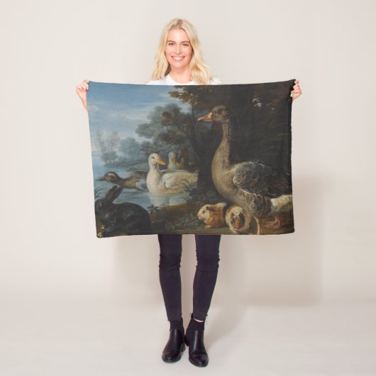 Eenden Guinee Pigs en een konijn in een gekookte L Fleece Deken (In situ)