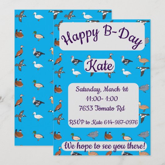 Eenden Happy Birthday Kaart (Voorkant / Achterkant)