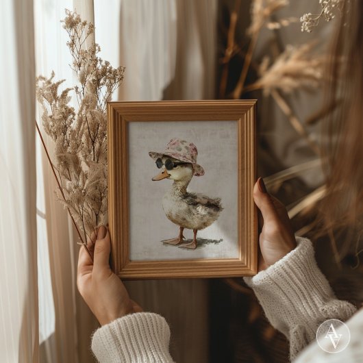 Eenden in Bloemen Pet & Zonnebrillen Schilderen Ee Poster