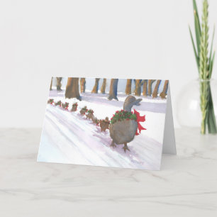 Eenden in Boston Common tijdens de winter feestdag Feestdagen Kaart