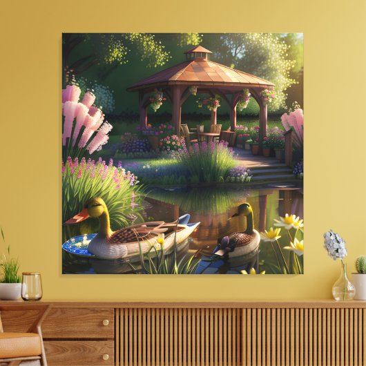 Eenden in de vijver canvas afdruk (Insitu (Woonkamer))