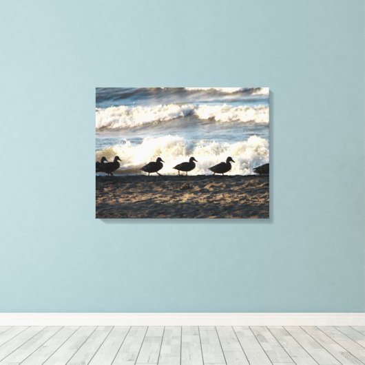 Eenden in een rij canvas afdruk (Insitu (Houten vloer))