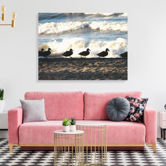 Eenden in een rij canvas afdruk (Insitu (Woonkamer))