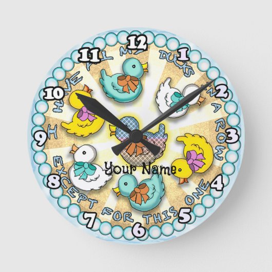 Eenden in een rij ronde klok (Voorkant)