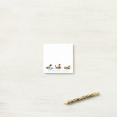 Eenden in een rij sticky notepad post-it® notes (Op bureau)