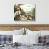 Eenden in een rivierlandschap canvas afdruk (Insitu (Slaapkamer))