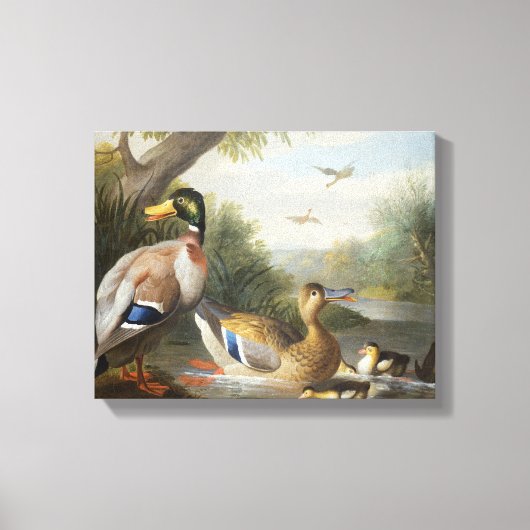 Eenden in een rivierlandschap canvas afdruk (Voorkant)