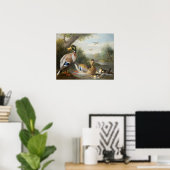 Eenden in een rivierlandschap poster (Thuiskantoor)