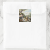 Eenden in een rivierlandschap vierkante sticker (Tas)