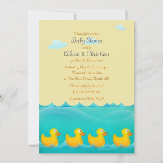Eenden in een Row Baby shower Uitnodiging (Voorkant)