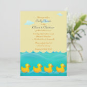 Eenden in een Row Baby shower Uitnodiging (Staand voorkant)