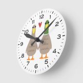 Eenden in Love Cute Ducks Holding Hands Ronde Klok (Hoek)